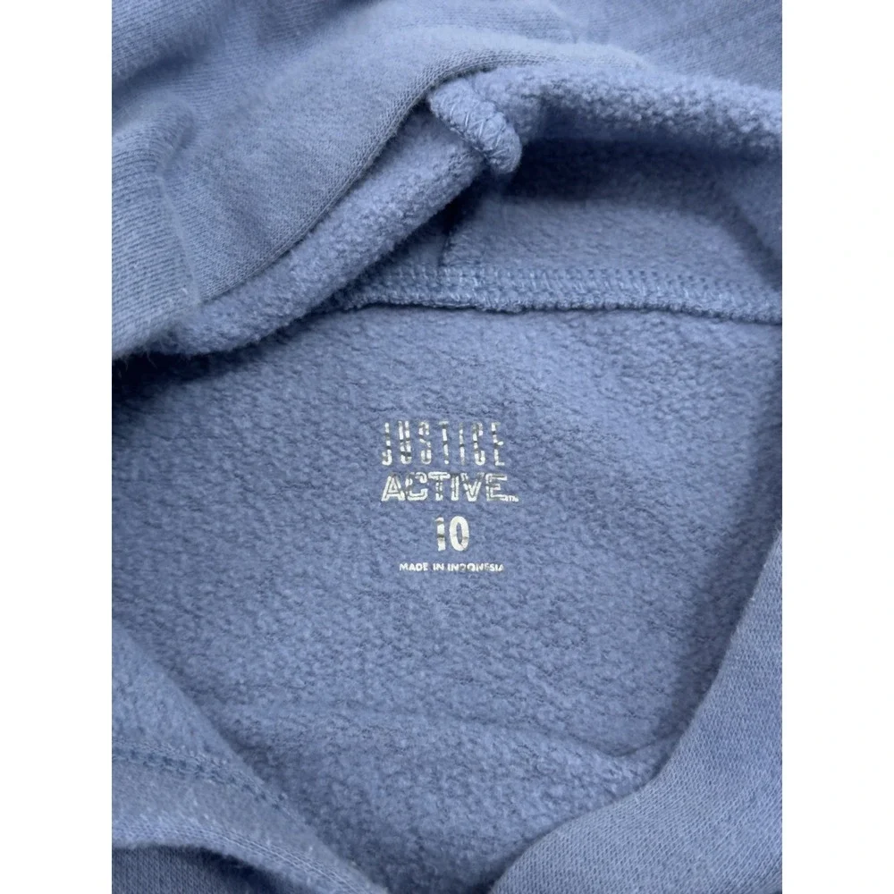 Justice Active Girls Hoodie Long Sleeve Blue Logo Ribbed Cuffs Size 10‎